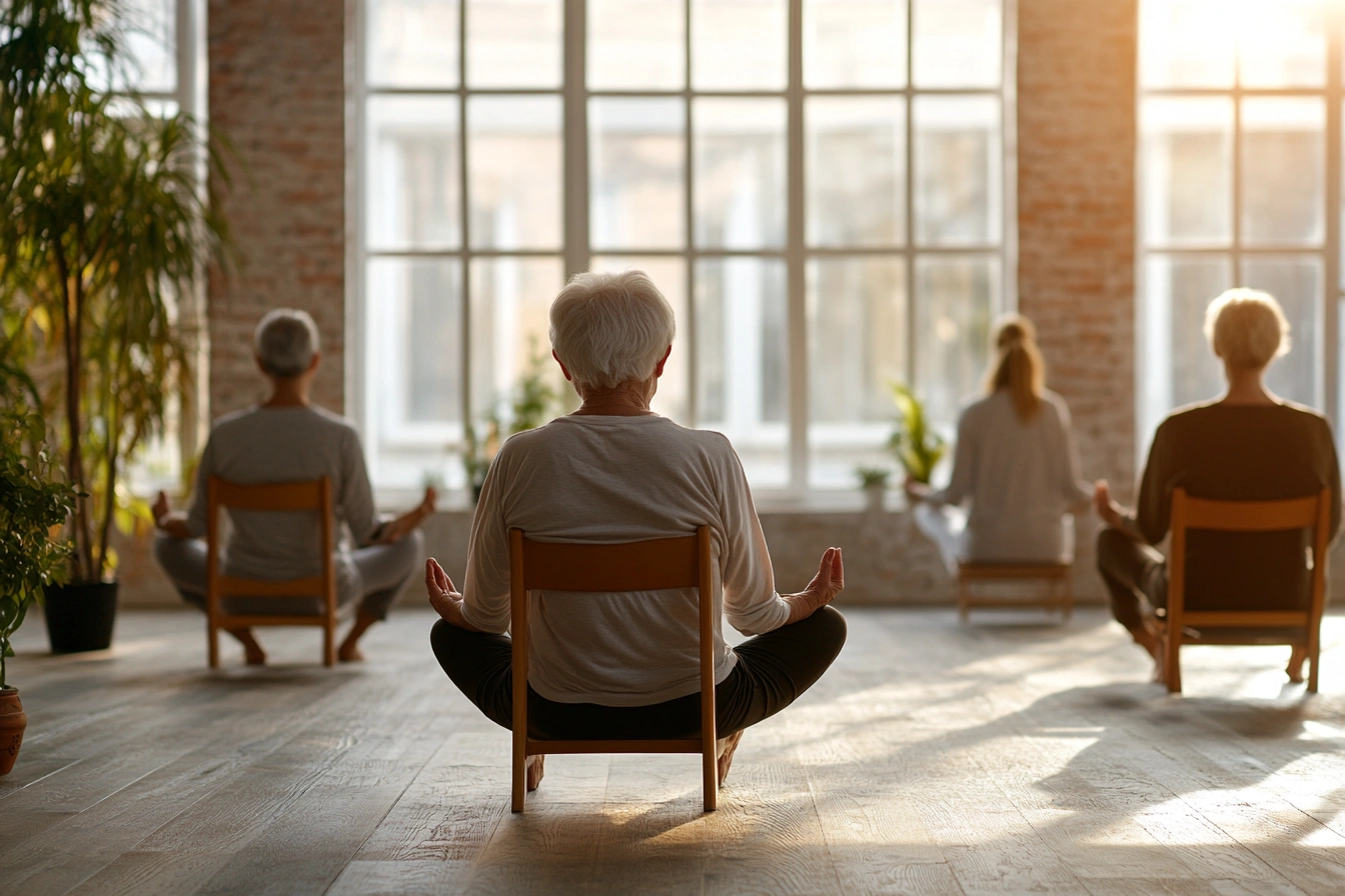 Групове заняття з йоги для пенсіонерів